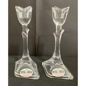 Pair of DePlomb crystal candle holders